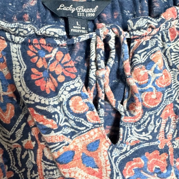 Lucky Brand Blue and orange Paisley Blouse Relaxed Fit 3/4 sleeve length size L - Picture 3 of 5